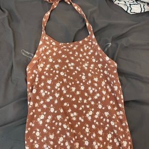 halter open back shirt